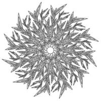 Umriss Zen-Mandala-Schneeflocke mit scharfen Ecken und Dornen, frostig gemusterte Winter-Antistress-Malseite, vektor
