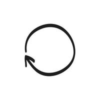 svart doodle cirkulär pil isolerad på vit bakgrund. vektor