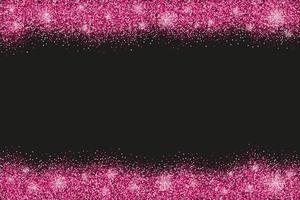 schwarzer horizontaler hintergrund mit rosa glitzerfunkeln oder konfetti und platz für text. vektor