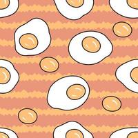 seamless mönster med stekt ägg på abstrakt randig bakgrund. vektor