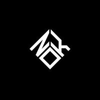nok-Buchstaben-Logo-Design auf schwarzem Hintergrund. nok kreative Initialen schreiben Logo-Konzept. Nok-Buchstaben-Design. vektor