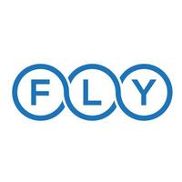 Fly-Brief-Logo-Design auf schwarzem Hintergrund. fliegen Sie kreative Initialen schreiben Logo-Konzept. Briefdesign fliegen. vektor