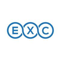 exc-Brief-Logo-Design auf schwarzem Hintergrund. exc kreative Initialen schreiben Logo-Konzept. ausgenommen Briefgestaltung. vektor