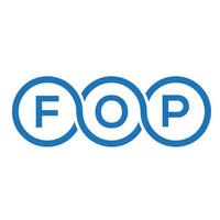 Fop-Brief-Logo-Design auf schwarzem Hintergrund. fop kreative Initialen schreiben Logo-Konzept. Fop-Brief-Design. vektor