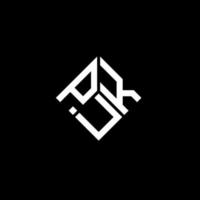 Puk-Brief-Logo-Design auf schwarzem Hintergrund. puk kreative Initialen schreiben Logo-Konzept. Puk-Buchstaben-Design. vektor