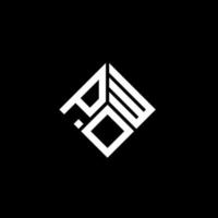 Pow-Brief-Logo-Design auf schwarzem Hintergrund. pow kreative Initialen schreiben Logo-Konzept. Pow-Buchstaben-Design. vektor