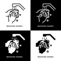 Waschen Sie die Hand mit Seife Symbol Symbol Illustration. Waschbecken-Logo. Handgesten-Infografik-Design-Vektorsymbole gesetzt vektor