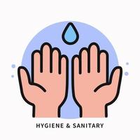 ren hand ikonen fylld linje. hygien och sanitära tecknad logotyp. tvätta handen virusskydd design vektor symbol illustration