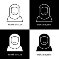 muslimische Frau Person Symbol Logo. muslimische weibliche vektorsymbolillustration. junges mädchen mode islamisches symbol vektor