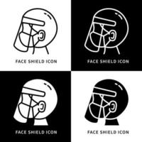 ansiktssköld ikon symbol illustration. ansiktsskydd från corona-virus logotyp. pandemi infographic design vektor ikoner set