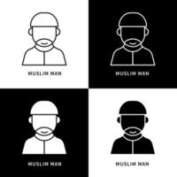 Avatar islamische Person Symbol Logo. muslimische Mann-Vektor-Symbol-Illustration. junges männliches muslimisches symbol vektor