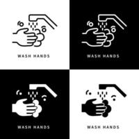 tvätta händerna ikon symbol illustration. logotyp för förebyggande virus. skydda infektion design vektor ikoner set