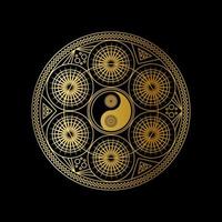Meditationsvorlage mit Yin-Yang-Zeichen im Mandala