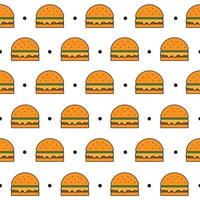 seamless mönster med hamburgare på vit bakgrund. snabbmat vektor
