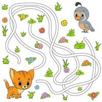 lustiges Labyrinth für Kinder. Puzzle für Kinder. Zeichentrickfigur. Labyrinth Rätsel. Farbvektorillustration. den richtigen Weg finden. vektor