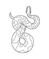 lineares handgezeichnetes Schlangensymbol. Vektorpython, zusammengerollt in der Hocke. Schwarz-Weiß-Darstellung eines Reptils vektor