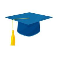 examen college, skola eller universitet mössa isolerad på vitt. vektor guld och blå grad ceremoni hattar. pedagogiska studentsymboler