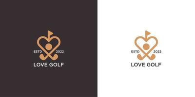 älskar golf logotyp vintage retro vektor