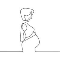 kontinuerlig linjeteckning på någon som är gravid vektor