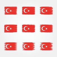Turkiet flagga borste samling vektor