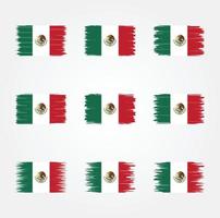 mexiko-flaggenbürstensammlung vektor