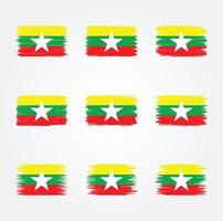 myanmar flaggborste. National flagga vektor