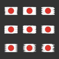 Pinselsammlung mit japanischer Flagge vektor