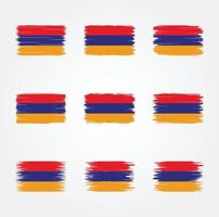 samling av borstar för armeniens flagga vektor