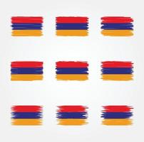 Pinselsammlung mit armenischer Flagge vektor