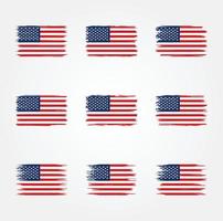 samling av borstar för amerikanska flaggan vektor