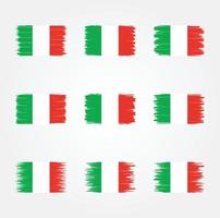 Bürstensammlung mit italienischer Flagge vektor