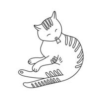 süße Waschkatze im Doodle-Stil. hand gezeichnete vektorillustration. isolierter schwarzer Umriss. vektor