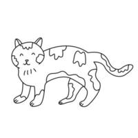 glückliche Katze im Doodle-Stil. hand gezeichnete vektorillustration. isolierter schwarzer Umriss. vektor