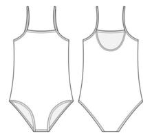 Badeanzug technische Skizze. frauen schwimmen kleidung. CAD-Modell. vektor