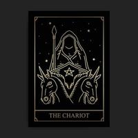 Chariot Magic Major Arcana Tarot-Karte im goldenen handgezeichneten Stil vektor