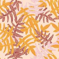 Nahtloses Muster mit seltsamen tropischen Blättern. Zeitgenössische Blattpflanzen endlose Tapete. abstrakter Blumenhintergrund. vektor