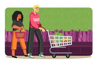 färsk shopping grön levande ekologisk mat koncept vektor