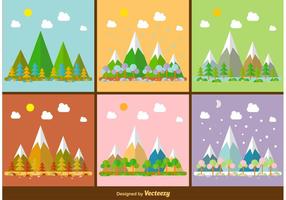 Seasonal Mountain Landscape illustrationer vektor