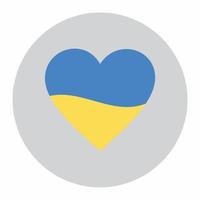 ukrainska flaggan hjärta form ikon i rund platt stil vektor