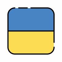quadratisches ukrainisches Flaggensymbol gefüllter Linienstil vektor