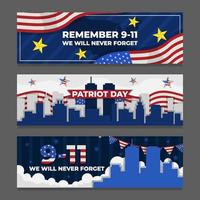 9 11 Patriot Day Banner Set Vorlage vektor