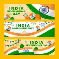 Indien självständighetsdagen banner set vektor