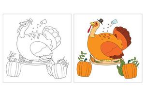 handgezeichnete Thanksgiving-Malvorlagen für Kinder 2 vektor