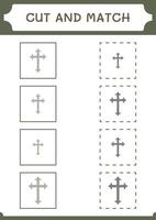 schneiden und passen teile des christlichen kreuzes, spiel für kinder. Vektorillustration, druckbares Arbeitsblatt vektor