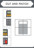 Teile des Taschenrechners ausschneiden und anpassen, Spiel für Kinder. Vektorillustration, druckbares Arbeitsblatt vektor