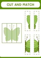 klipp och matcha delar av fjäril, spel för barn. vektor illustration, utskrivbart kalkylblad