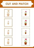 klippa och matcha delar av blomman, spel för barn. vektor illustration, utskrivbart kalkylblad