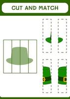 schneiden und passen teile von st. Patrick's Day Hut, Spiel für Kinder. Vektorillustration, druckbares Arbeitsblatt vektor