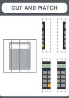 Teile des Taschenrechners ausschneiden und anpassen, Spiel für Kinder. Vektorillustration, druckbares Arbeitsblatt vektor