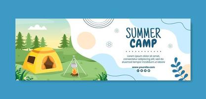 sommer camping social media banner vorlage flache karikatur hintergrund vektorillustration vektor